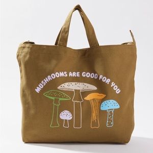 BAGGU Olive Green Mushroom Graphic Tote